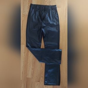 HDE women's faux leather pants high waisted straight leg trousers with pockets